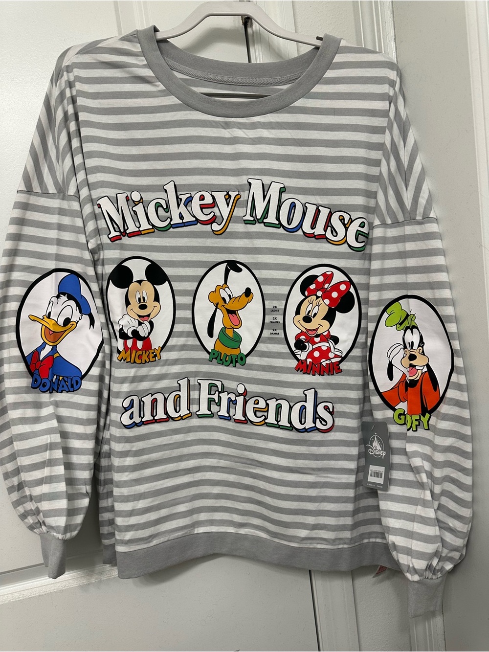 Disney Gray & White Striped Mickey Mouse and Friends Sweatshirt